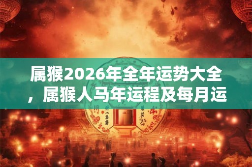属猴2026年全年运势大全，属猴人马年运程及每月运势详解