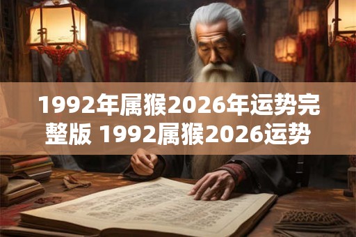 1992年属猴2026年运势完整版 1992属猴2026运势如何 1992年属猴2026年运势完整版 1992属猴2026运势如何