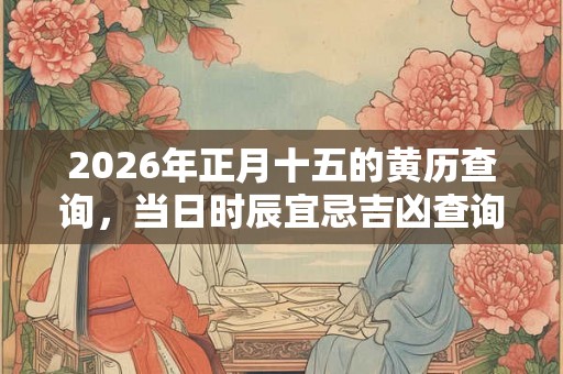 2026年正月十五的黄历查询，当日时辰宜忌吉凶查询