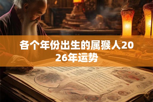 各个年份出生的属猴人2026年运势
