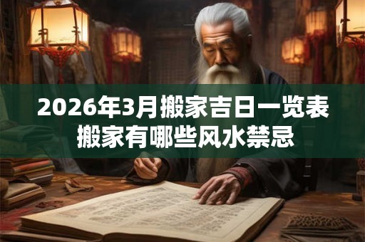 2026年3月搬家吉日一览表 搬家有哪些风水禁忌