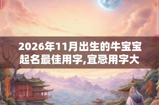 2026年11月出生的牛宝宝起名最佳用字,宜忌用字大全