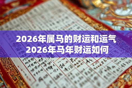 2026年属马的财运和运气 2026年马年财运如何