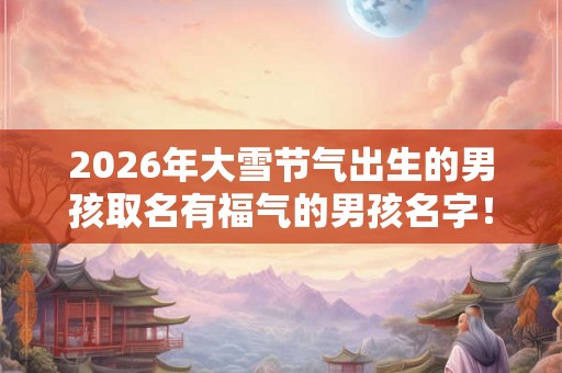 2026年大雪节气出生的男孩取名有福气的男孩名字！