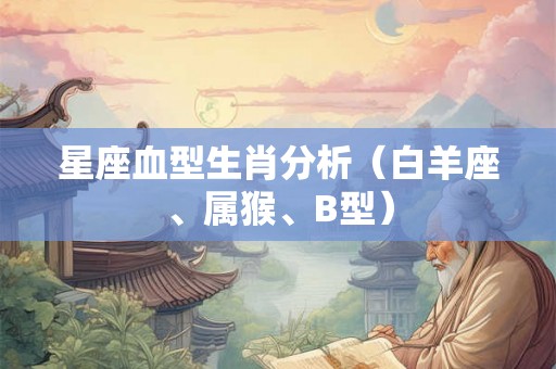 星座血型生肖分析(白羊座、属猴、B型) 星座血型生肖分析(白羊座、属猴、B型)