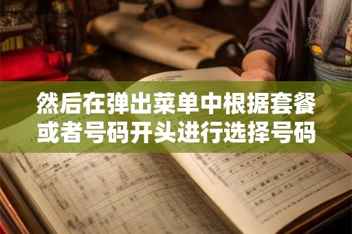 然后在弹出菜单中根据套餐或者号码开头进行选择号码