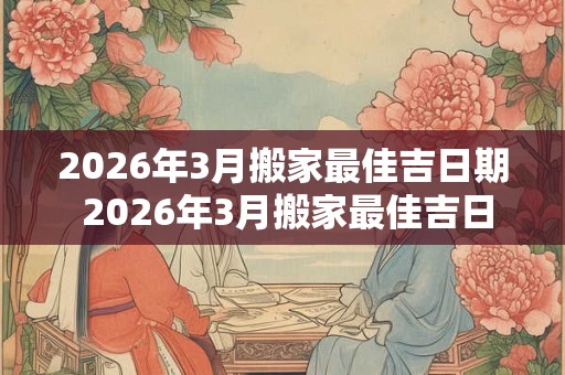 2026年3月搬家最佳吉日期 2026年3月搬家最佳吉日