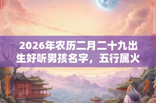 2026年农历二月二十九出生好听男孩名字，五行属火男孩起名