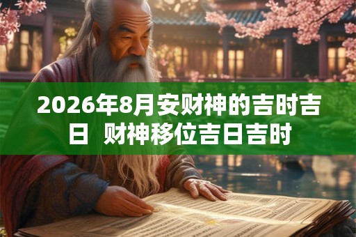 2026年8月安财神的吉时吉日  财神移位吉日吉时