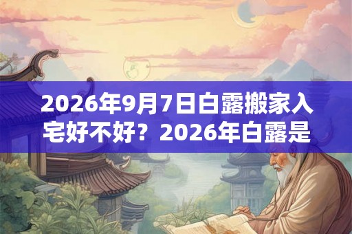 2026年9月7日白露搬家入宅好不好？2026年白露是搬家吉日吗？