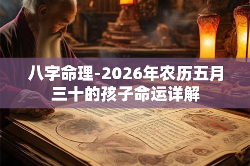 八字命理-2026年农历五月三十的孩子命运详解