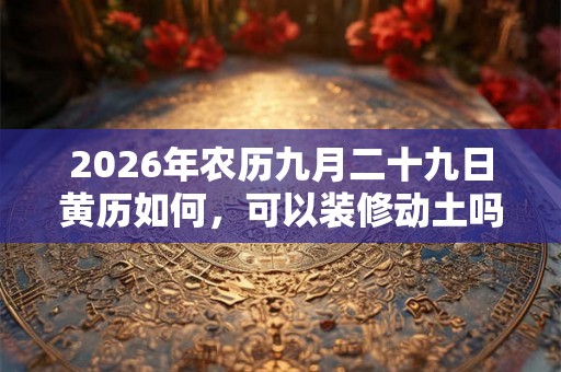 2026年农历九月二十九日黄历如何，可以装修动土吗？