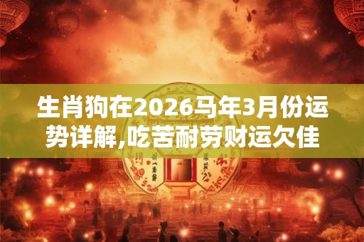 生肖狗在2026马年3月份运势详解,吃苦耐劳财运欠佳