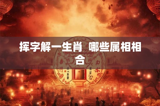 挥字解一生肖 哪些属相相合 挥字解一生肖 哪些属相相合