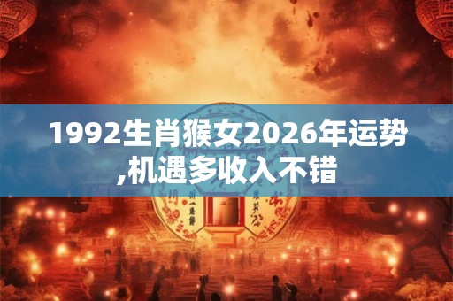 1992生肖猴女2026年运势,机遇多收入不错