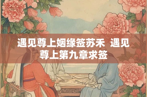 遇见尊上姻缘签苏禾  遇见尊上第九章求签