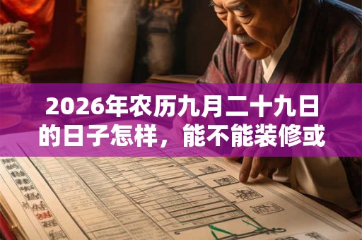 2026年农历九月二十九日的日子怎样，能不能装修或者动土？