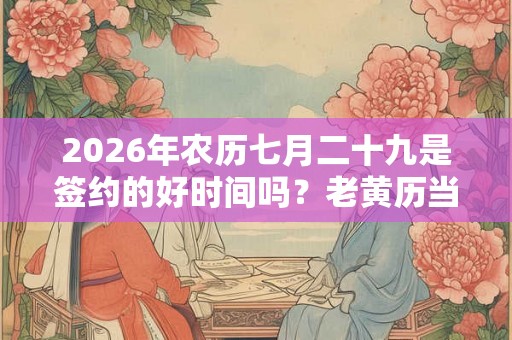 2026年农历七月二十九是签约的好时间吗？老黄历当天适合签约吗？
