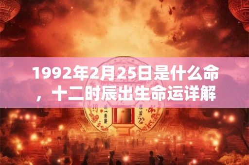 1992年2月25日是什么命，十二时辰出生命运详解