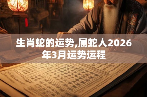 生肖蛇的运势,属蛇人2026年3月运势运程
