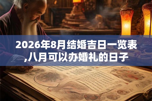 2026年8月结婚吉日一览表,八月可以办婚礼的日子 2026年8月结婚吉日一览表,八月可以办婚礼的日子