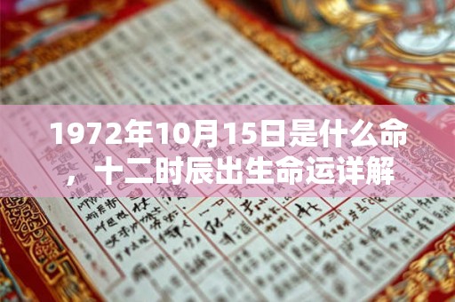 1972年10月15日是什么命，十二时辰出生命运详解
