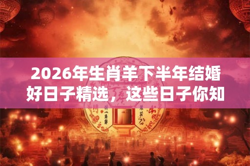 2026年生肖羊下半年结婚好日子精选，这些日子你知道吗？