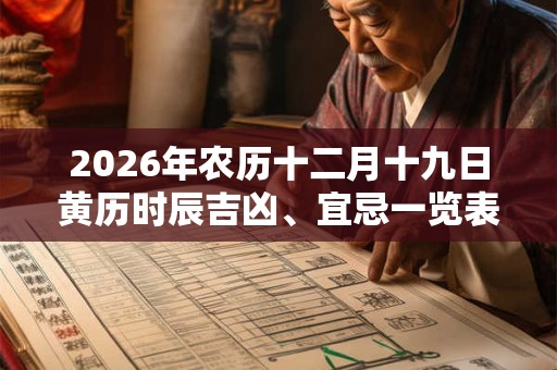 2026年农历十二月十九日黄历时辰吉凶、宜忌一览表