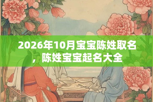 2026年10月宝宝陈姓取名，陈姓宝宝起名大全