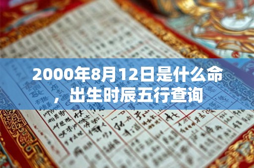 2000年8月12日是什么命，出生时辰五行查询