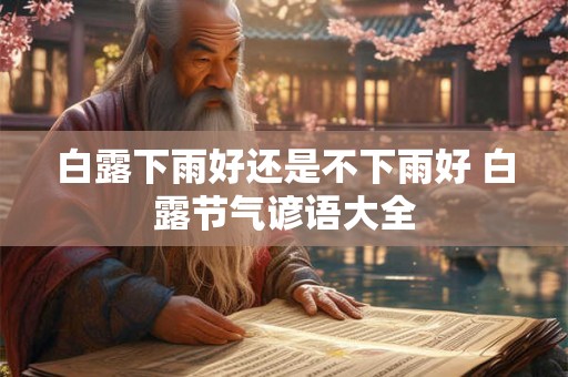 白露下雨好还是不下雨好 白露节气谚语大全