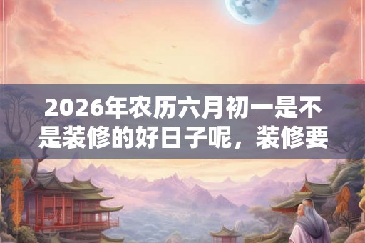 2026年农历六月初一是不是装修的好日子呢，装修要注意什么？