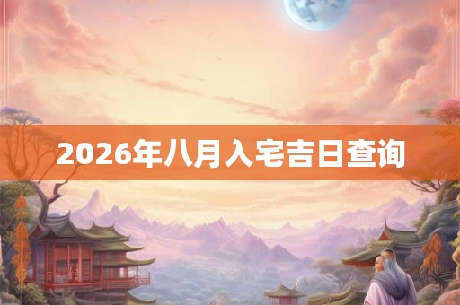 2026年八月入宅吉日查询 2026年八月入宅吉日查询