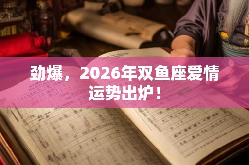 劲爆，2026年双鱼座爱情运势出炉！