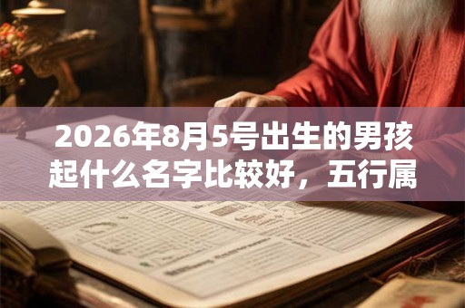 2026年8月5号出生的男孩起什么名字比较好，五行属什么