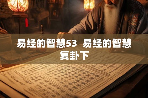 易经的智慧53  易经的智慧复卦下