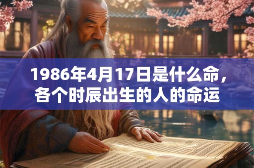 1986年4月17日是什么命，各个时辰出生的人的命运