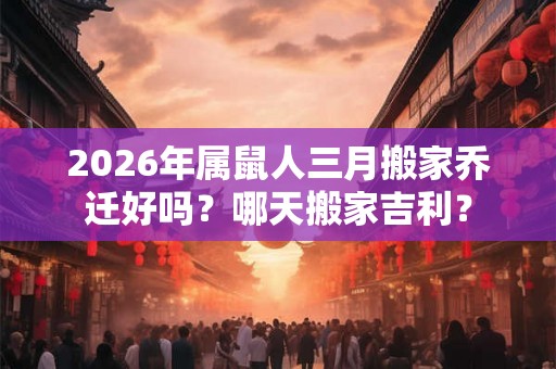 2026年属鼠人三月搬家乔迁好吗？哪天搬家吉利？
