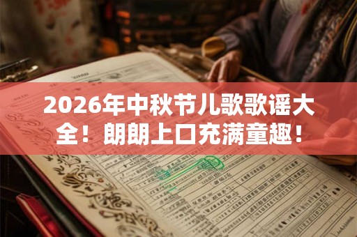 2026年中秋节儿歌歌谣大全！朗朗上口充满童趣！