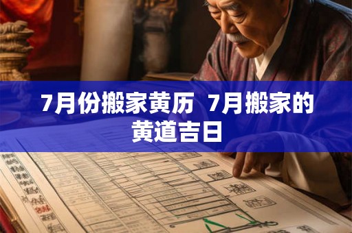 7月份搬家黄历  7月搬家的黄道吉日
