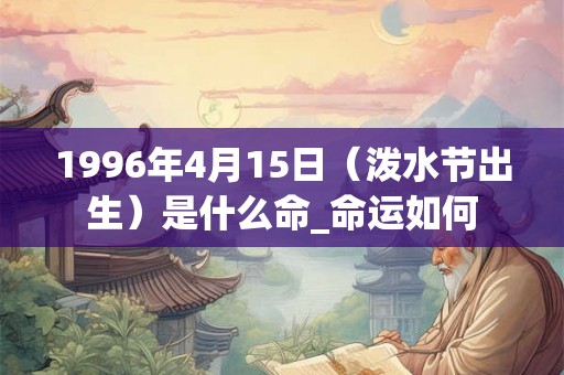 1996年4月15日(泼水节出生)是什么命_命运如何 1996年4月15日(泼水节出生)是什么命_命运如何