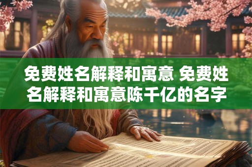 免费姓名解释和寓意 免费姓名解释和寓意陈千亿的名字