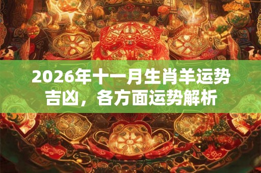 2026年十一月生肖羊运势吉凶，各方面运势解析