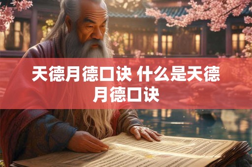 天德月德口诀 什么是天德月德口诀