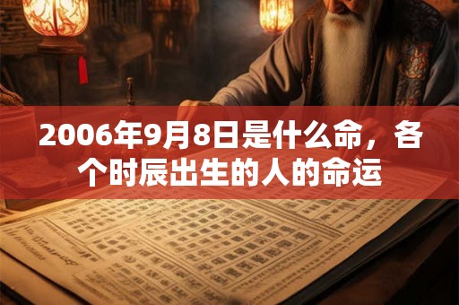 2006年9月8日是什么命，各个时辰出生的人的命运