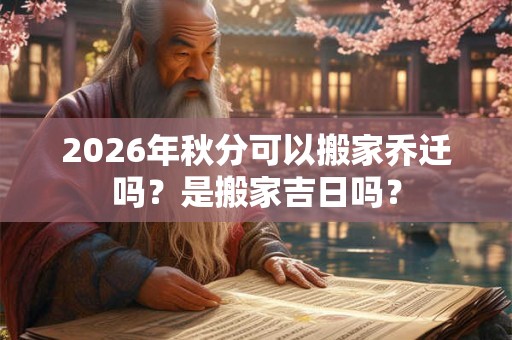 2026年秋分可以搬家乔迁吗？是搬家吉日吗？