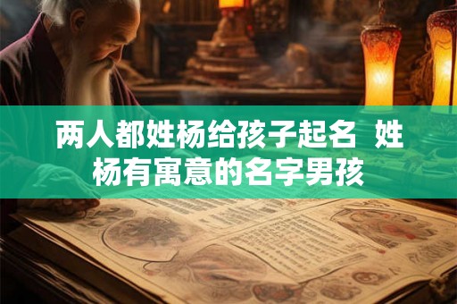 两人都姓杨给孩子起名  姓杨有寓意的名字男孩