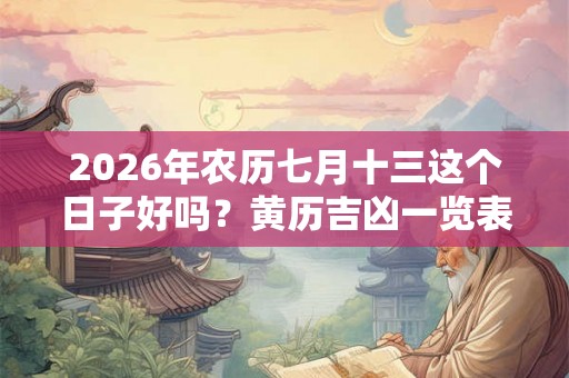 2026年农历七月十三这个日子好吗？黄历吉凶一览表