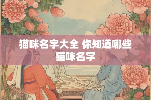 猫咪名字大全 你知道哪些猫咪名字
