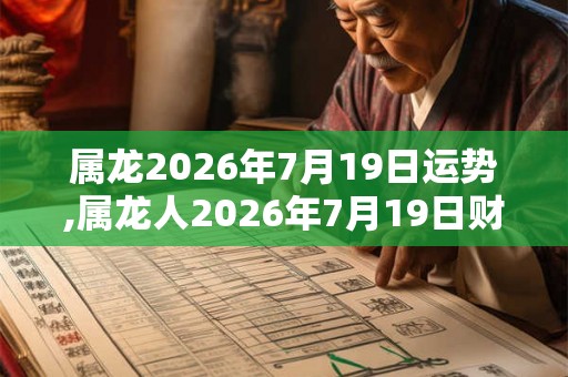属龙2026年7月19日运势,属龙人2026年7月19日财运,生肖龙2026年7月19日运势
